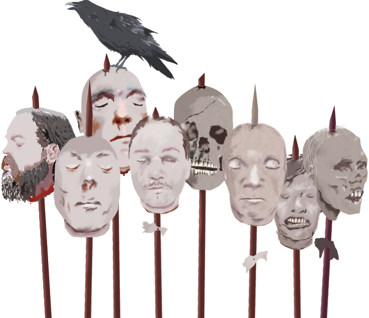 Heads on poles